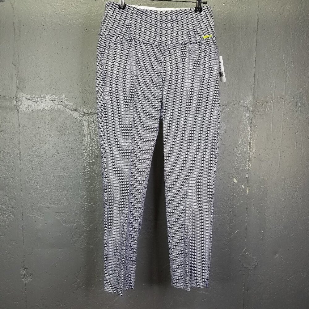 Swing Control Pants Women 2 Geometric Pixie Print Blue Slimming Golf Tennis NEW